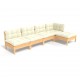 Sonata Set mobilier grădină cu perne crem, 5 piese, lemn de pin