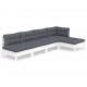 Sonata Set mobilier grădină cu perne, 5 piese, alb, lemn de pin