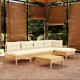 Sonata Set mobilier grădină cu perne crem, 6 piese, lemn de pin