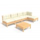 Sonata Set mobilier grădină cu perne crem, 6 piese, lemn de pin