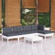 Sonata Set mobilier de grădină cu perne, 6 piese, alb, lemn de pin