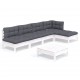 Sonata Set mobilier de grădină cu perne, 6 piese, alb, lemn de pin