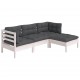 Sonata Set mobilier grădină cu perne, 4 piese, alb, lemn de pin