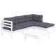 Sonata Set mobilier grădină cu perne, 5 piese, alb, lemn de pin