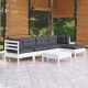 Sonata Set mobilier de grădină cu perne, 6 piese, alb, lemn de pin