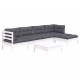 Sonata Set mobilier de grădină cu perne, 6 piese, alb, lemn de pin