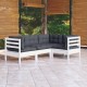 Sonata Set mobilier grădină cu perne, 4 piese, alb, lemn de pin