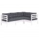 Sonata Set mobilier grădină cu perne, 4 piese, alb, lemn de pin