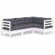 Sonata Set mobilier grădină cu perne, 4 piese, alb, lemn de pin
