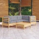 Sonata Set mobilier grădină cu perne gri, 5 piese, lemn masiv de pin