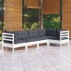 Sonata Set mobilier grădină cu perne, 5 piese, alb, lemn de pin