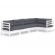 Sonata Set mobilier grădină cu perne, 5 piese, alb, lemn de pin