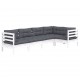 Sonata Set mobilier grădină cu perne, 5 piese, alb, lemn de pin