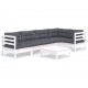 Sonata Set mobilier de grădină cu perne, 6 piese, alb, lemn de pin