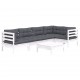 Sonata Set mobilier de grădină cu perne, 6 piese, alb, lemn de pin