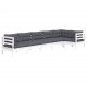 Sonata Set mobilier de grădină cu perne, 6 piese, alb, lemn de pin