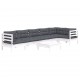 Sonata Set mobilier de grădină cu perne, 7 piese, alb, lemn de pin