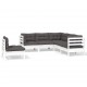 Sonata Set mobilier grădină cu perne, 5 piese, alb, lemn de pin