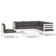 Sonata Set mobilier de grădină cu perne, 6 piese, alb, lemn de pin