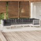 Sonata Set mobilier de grădină cu perne, 7 piese, alb, lemn de pin