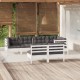 Sonata Set mobilier grădină cu perne, 7 piese, alb, lemn masiv de pin