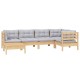 Sonata Set mobilier grădină cu perne gri, 6 piese, lemn de pin
