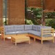 Sonata Set mobilier grădină cu perne gri, 6 piese, lemn de pin