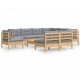 Sonata Set mobilier grădină cu perne, 10 piese, gri, lemn masiv pin