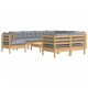 Sonata Set mobilier grădină cu perne, 10 piese, gri, lemn masiv pin