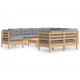 Sonata Set mobilier grădină cu perne, 10 piese, gri, lemn masiv pin