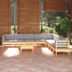 Sonata Set mobilier grădină cu perne, 10 piese, gri, lemn masiv pin