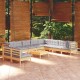 Sonata Set mobilier de grădină cu perne, 11 piese, gri, lemn masiv pin