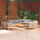 Sonata Set mobilier de grădină cu perne, 12 piese, gri, lemn masiv pin