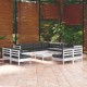 Sonata Set mobilier grădină cu perne, 12 piese, alb, lemn masiv pin