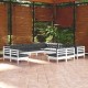 Sonata Set mobilier de grădină cu perne, 13 piese, alb, lemn masiv pin