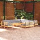 Sonata Set mobilier grădină cu perne, 14 piese, gri, lemn masiv pin
