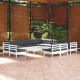 Sonata Set mobilier grădină cu perne, 14 piese, alb, lemn masiv pin