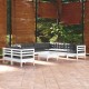 Sonata Set mobilier grădină cu perne, 10 piese, alb, lemn masiv pin
