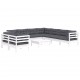 Sonata Set mobilier grădină cu perne, 10 piese, alb, lemn masiv pin