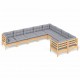 Sonata Set mobilier de grădină cu perne, 5 piese, gri, lemn de pin