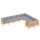 Sonata Set mobilier de grădină cu perne, 5 piese, gri, lemn de pin