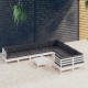 Sonata Set mobilier grădină cu perne, 10 piese, alb, lemn de pin