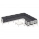 Sonata Set mobilier grădină cu perne, 10 piese, alb, lemn de pin