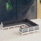 Sonata Set mobilier grădină cu perne, 10 piese, alb, lemn de pin