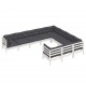 Sonata Set mobilier grădină cu perne, 10 piese, alb, lemn de pin