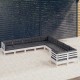 Sonata Set mobilier grădină cu perne, 10 piese, alb, lemn de pin