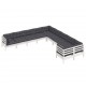 Sonata Set mobilier grădină cu perne, 10 piese, alb, lemn de pin