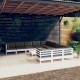 Sonata Set mobilier grădină cu perne, 12 piese, alb, lemn de pin