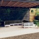 Sonata Set mobilier grădină cu perne, 10 piese, alb, lemn de pin