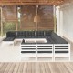 Sonata Set mobilier de grădină cu perne, 12 piese, alb, lemn de pin